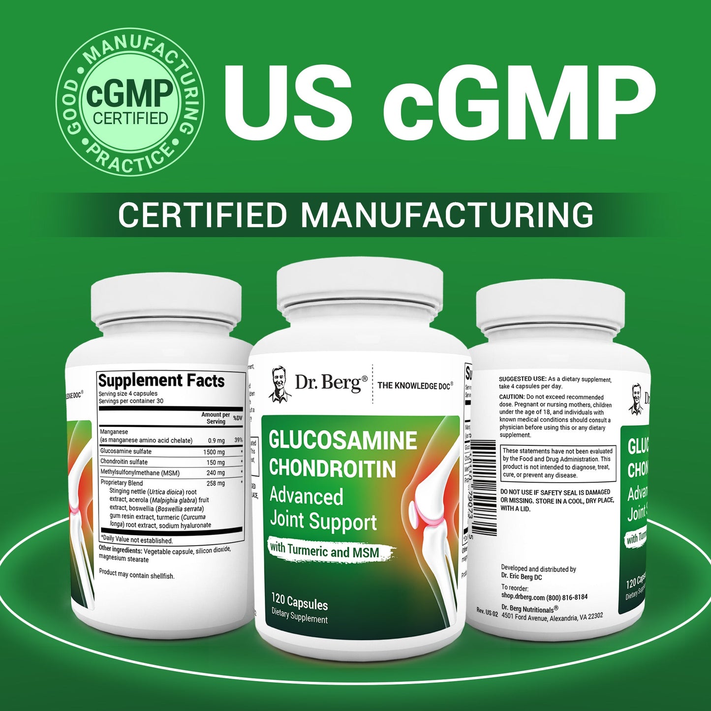 Glucosamine Chondroitin Advanced Joint Support with MSM – 120 Vegetable Capsules
