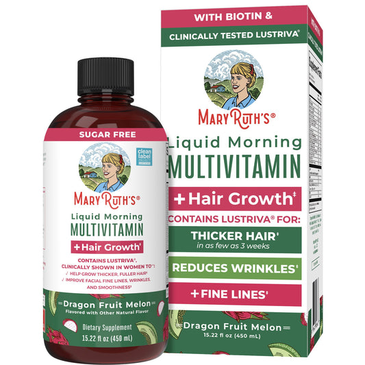 Liquid Morning Multivitamin + Hair Growth (Dragon Fruit Melon) 15.22oz