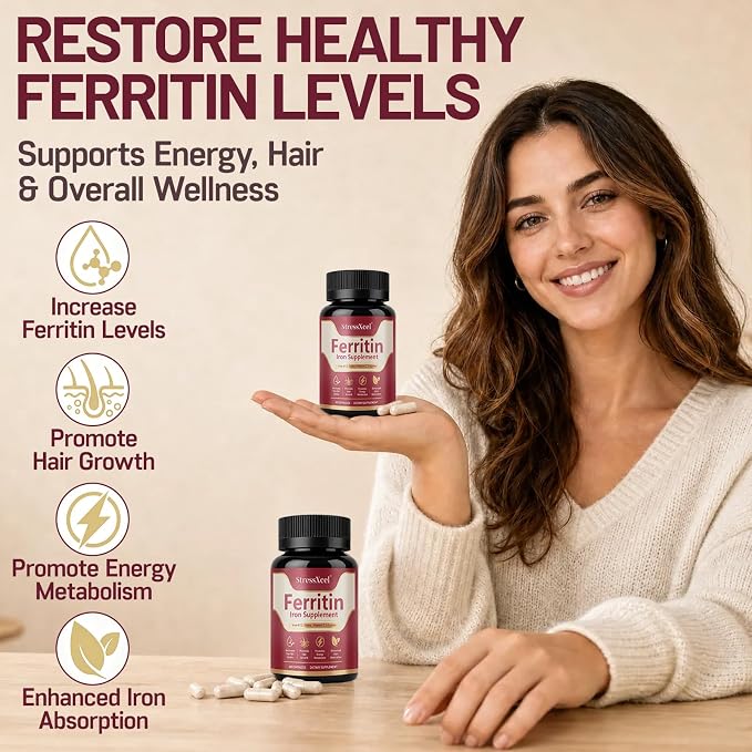Ferritin Support Supplement for Women, Gentle Iron with Ferrous Glycinate, Vitamin C, Folate & B12, Supports Healthy Iron Storage, Energy Levels &...