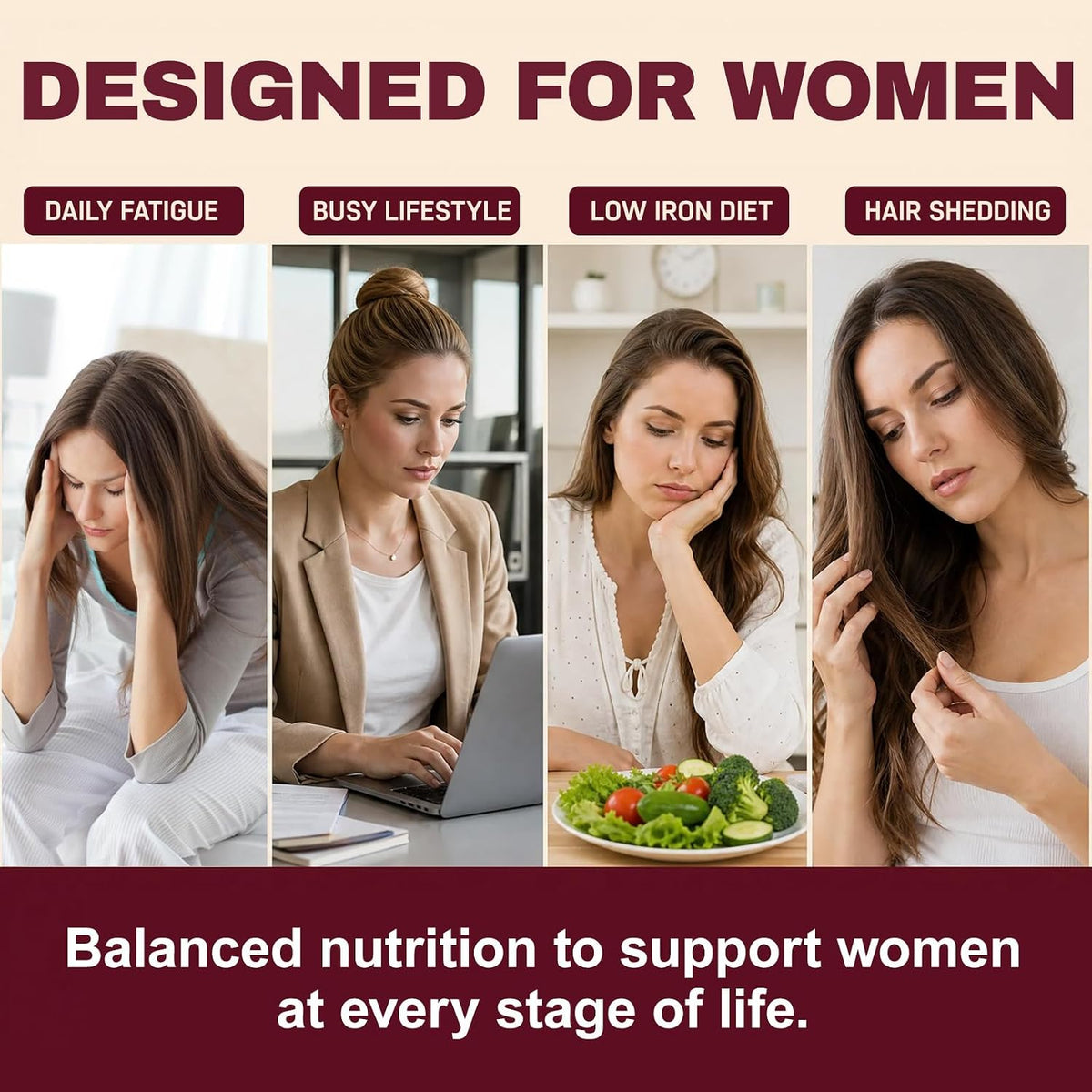 Ferritin Support Supplement for Women, Gentle Iron with Ferrous Glycinate, Vitamin C, Folate & B12, Supports Healthy Iron Storage, Energy Levels &...