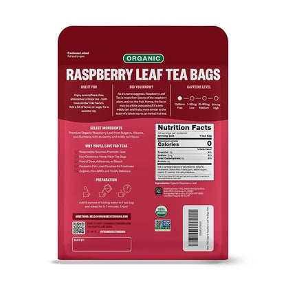FGO Organic Red Raspberry Leaf Herbal Tea, 40 Count, Eco-Conscious Tea Bags, Caffeine Free (Pack of 1)