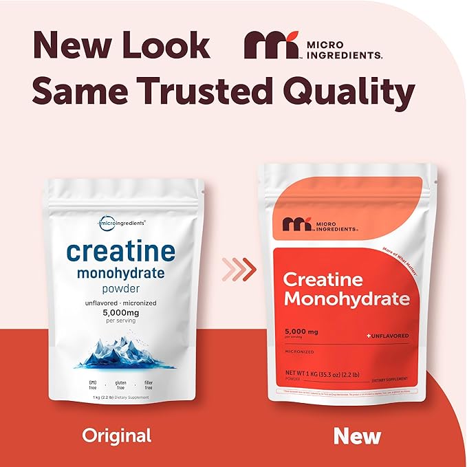 Creatine Monohydrate Powder 1 kg (2.2 Lbs), 5000mg Per Serv, Micronized Creatine Powder, Unflavored, Pure, No Filler, Keto & Vegan Friendly, Easy Dissolve Pre Workout Creatine for Women and Men