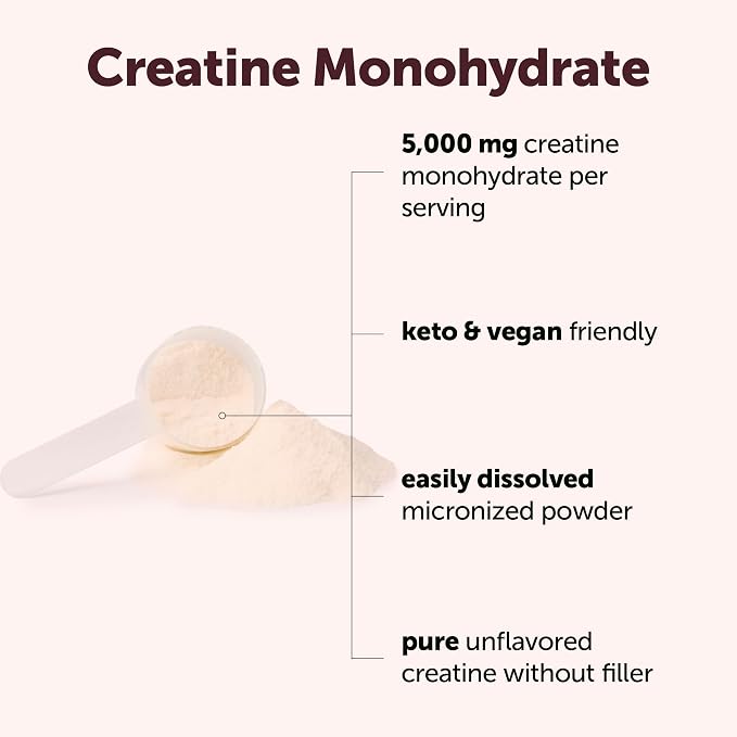 Creatine Monohydrate Powder 1 kg (2.2 Lbs), 5000mg Per Serv, Micronized Creatine Powder, Unflavored, Pure, No Filler, Keto & Vegan Friendly, Easy Dissolve Pre Workout Creatine for Women and Men