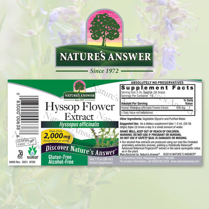 Nature's Answer Hyssop Flower Liquid Extract Alcohol-Free - 30ml