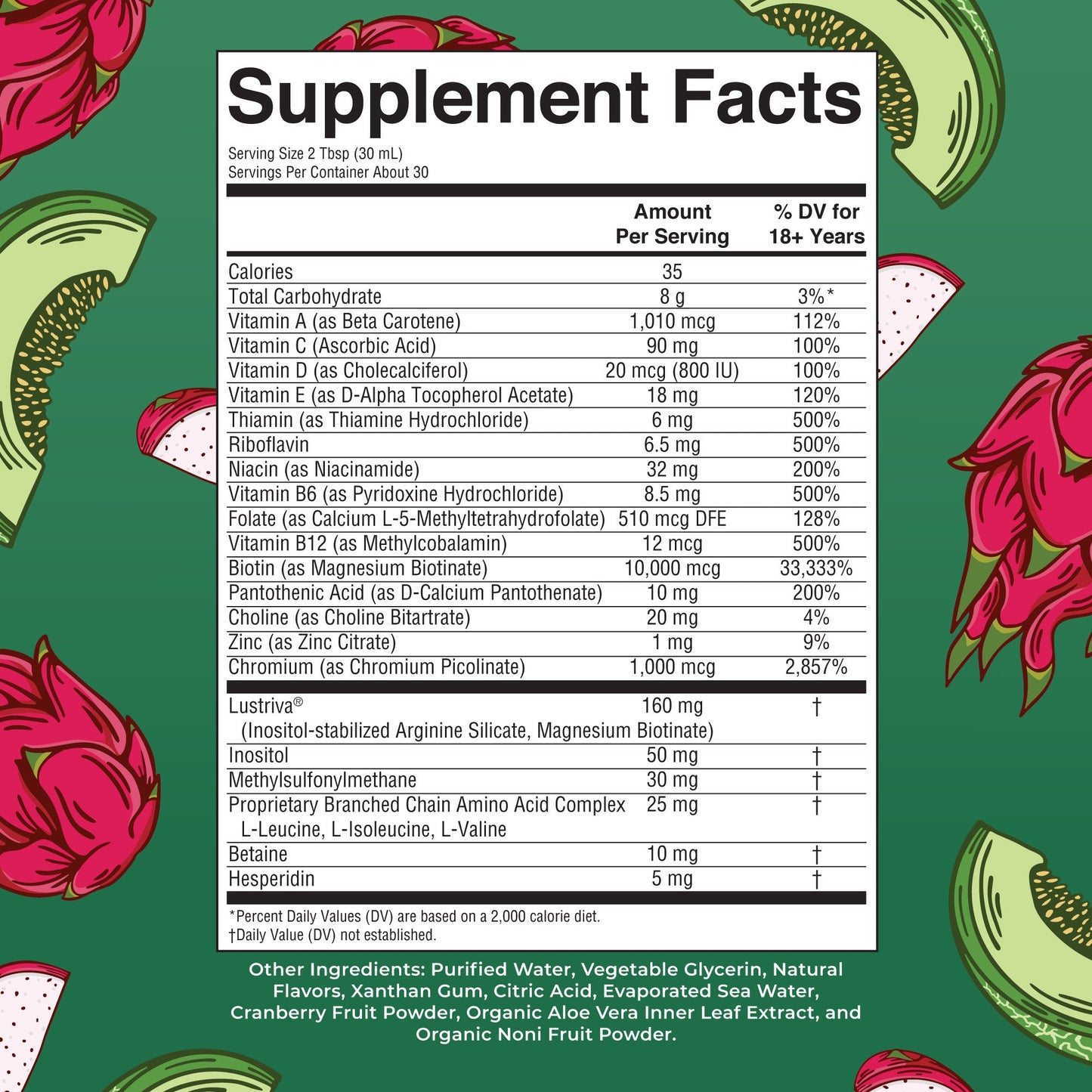 Liquid Morning Multivitamin + Hair Growth (Dragon Fruit Melon)_887ml
