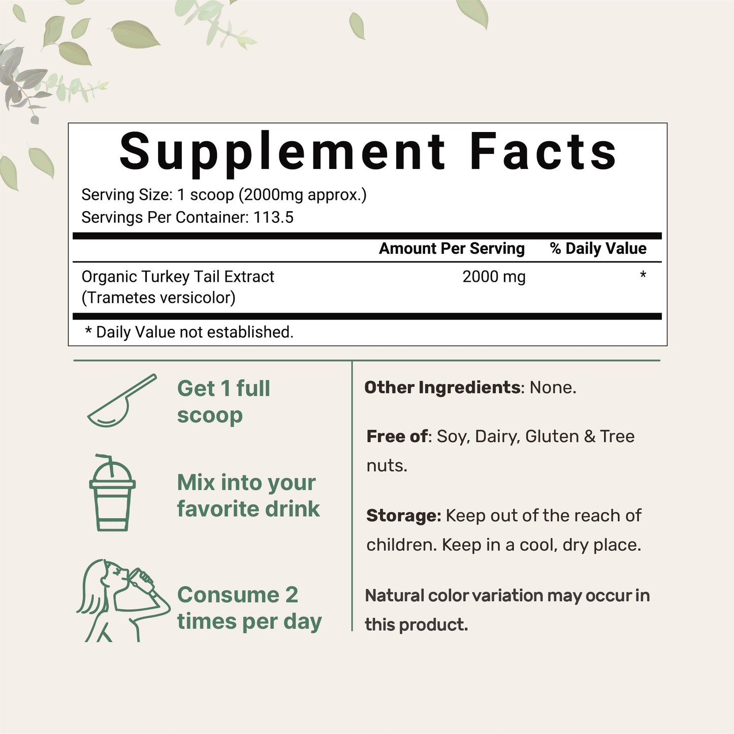 Micro Ingredients Organic Turkey Tail Powder, 8oz