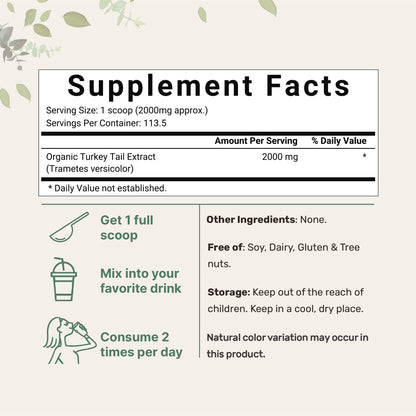 Micro Ingredients Organic Turkey Tail Powder, 8oz