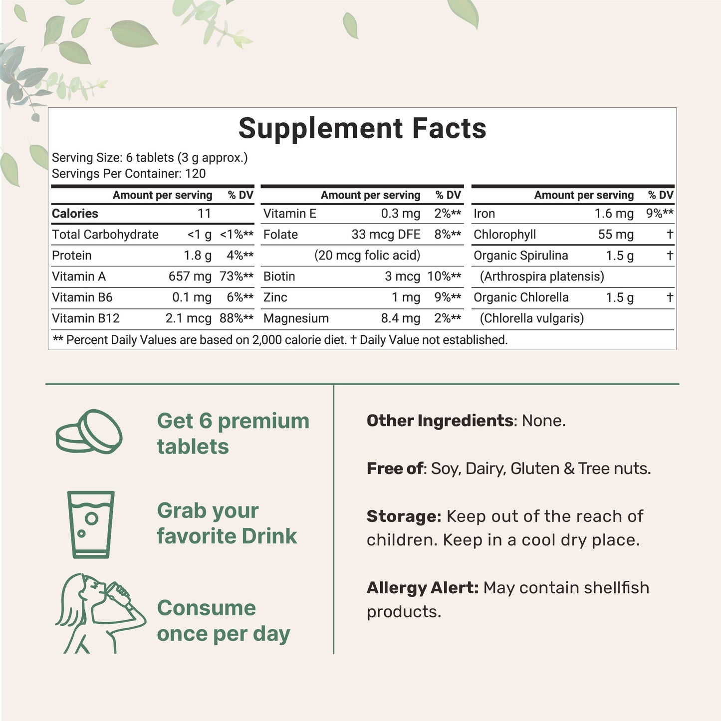 Micro Ingredients Organic Spirulina and Chlorella Tablets
