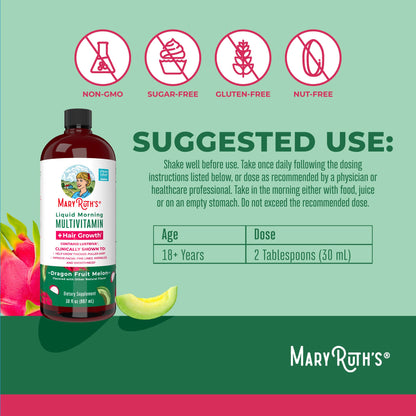 Liquid Morning Multivitamin + Hair Growth (Dragon Fruit Melon)_887ml