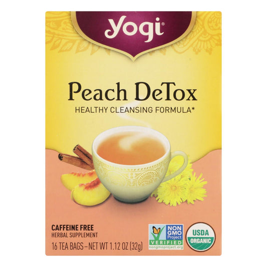 Detoxing Delight: Yogi Peach Tea (16 Bags, Pack of 6)