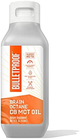 Bulletproof Coconut Brain Octane C8 MCT Oil, 16 Ounces, Premium Keto Supplement for Sustained Energy, Brain and Body Fuel, Unflavored, Add to Coffee and Smoothies, Packaging May Vary