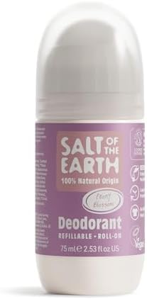 Salt Of the Earth Refillable Natural Deodorant Roll On Unscented - Effective Protection, 100% Natural, Eco friendly, Vegan, Suitable for Women, Men & Kids - 75ml