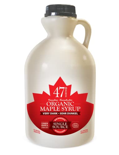 47° North Canadian Organic Maple Syrup Very Dark, 250g, Single Source, Grade A, Gluten Free, Vegan, Organic Maple Syrup, Strong Flavour for Pancakes & More