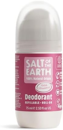 Salt Of the Earth Refillable Natural Deodorant Roll On Unscented - Effective Protection, 100% Natural, Eco friendly, Vegan, Suitable for Women, Men & Kids - 75ml