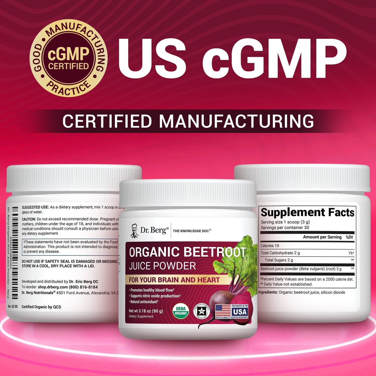 Organic Beetroot Juice Powder – Raw, Fresh, USDA Organic - 3.18 oz