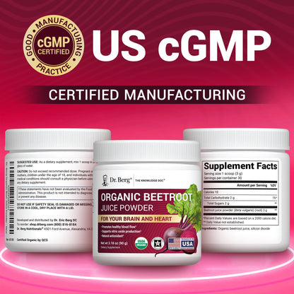 Organic Beetroot Juice Powder – Raw, Fresh, USDA Organic - 3.18 oz