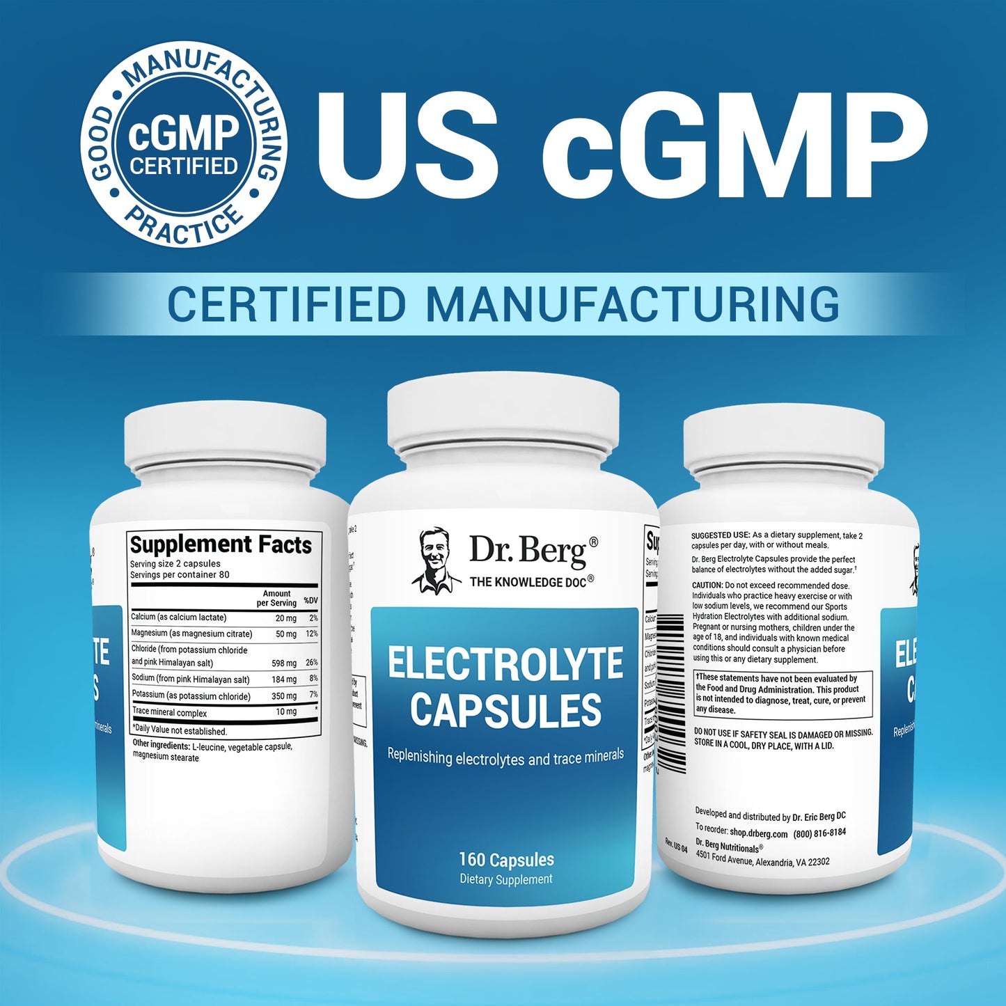 Electrolyte Capsules with Potassium and Magnesium – 160 Vegetable Capsules