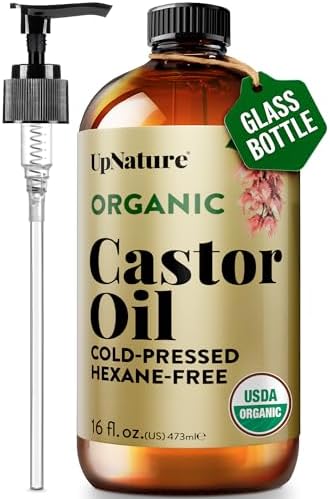 UpNature Lash Serum for Eyelash Growth - 100% USDA Organic Castor Oil for Eyelashes and Eyebrows Hexane Free (2oz Glass Bottle)