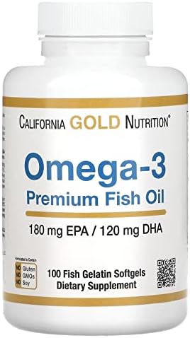 Omega-3 Premium Fish Oil by California Gold Nutrition, Concentrated Formula with EPA & DHA, Support for Optimal Lipid Profile & Immune System, Gluten Free, Non-GMO, 100 Fish Gelatin Softgels