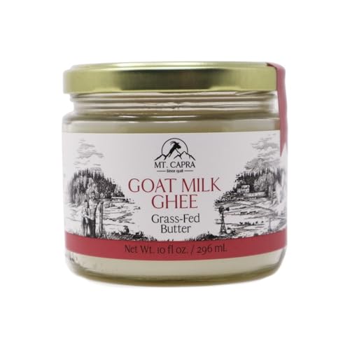 Mt. Capra Goat Milk Ghee | Grass-Fed Clarified Butter High in MCT Oil Perfect for Bulletproof Coffee, Keto, Paleo, and Whole 30 Diets | Pasture Raised and Unsalted | 59 Servings - 10 fl oz