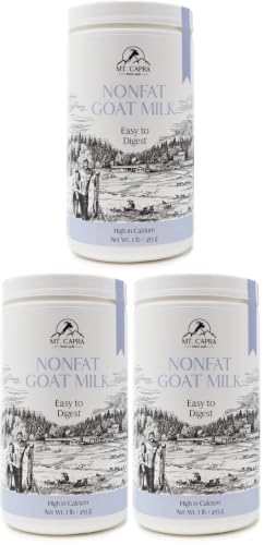 Mt. Capra Non-Fat Goat Milk | Powder from Non-GMO, Grass-Fed Goats, Creamy, Great Tasting, Easy to Digest, A2 Milk | 16 Servings - 1 Pound