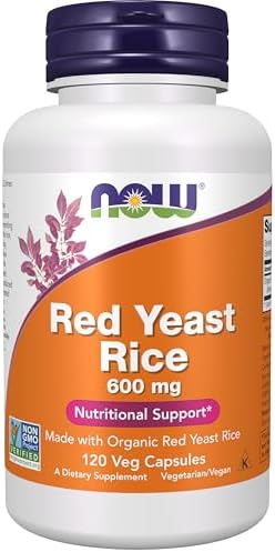 NOW Foods Supplements, Red Yeast Rice 600 mg, Made with Organic Red Yeast Rice, 240 Veg Capsules