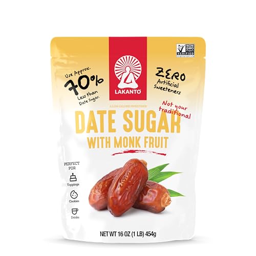 Lakanto Cane Sugar with Monk Fruit Sweetener - Reduced Sugar for Coffee, Tea, Cooking, Baking, Sauces, Smoothies, Oatmeal, Drinks, Jams, Syrup, Protein Shakes (1 lb)