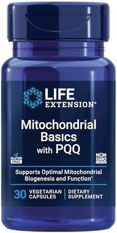 Life Extension Mitochondrial Basics with PQQ, L-Taurine, R-lipoic Acid, foundational Supplement for Cellular Energy Production, Brain and Heart Health, Gluten-Free, Non-GMO, Vegetarian, 30 Capsules
