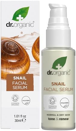 Dr Organic Snail Gel Facial Serum, Healthy-Aging, Moisturising, Mens, Womens, Natural, Vegetarian, Cruelty-Free, Paraben & SLS-Free, Organic, 30ml, Packaging May Vary