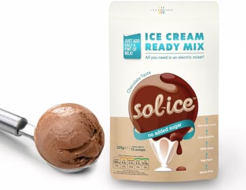 Sol-ice 0% Added Sugar Ice Cream Mix Powder | Dairy Keto Friendly | Whip with Just a Mixer or Machine | Chocolate 225g (makes 8-10 scoops)