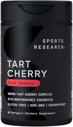Sports Research® Tart Cherry Gummy Supplements | 600mg of NordicCherry™ | Enhanced Workout Recovery | Sugar and Sugar Alcohol Free - 60 Gummies for Adults, 1 Month Supply