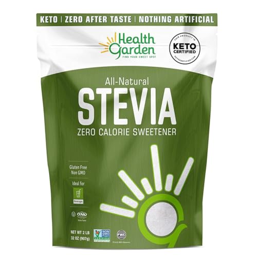 Health Garden Stevia Sweetener Powder - 4:1 Sugar Substitute - All Natural - Gluten Free - Keto Friendly - Tastes Like Sugar (2 lbs)