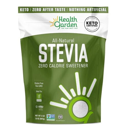 Health Garden Stevia Sweetener Powder - 4:1 Sugar Substitute - All Natural - Gluten Free - Keto Friendly - Tastes Like Sugar (2 lbs)