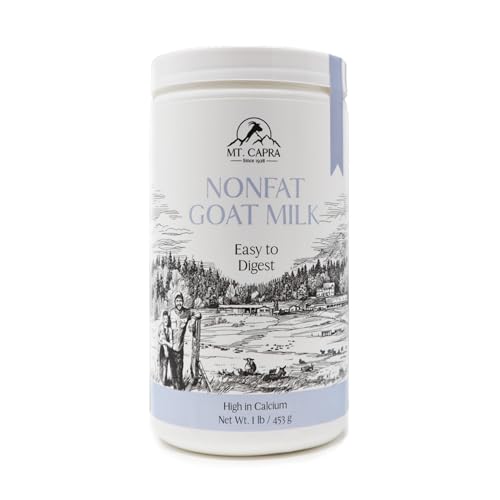 Mt. Capra Non-Fat Goat Milk | Powder from Non-GMO, Grass-Fed Goats, Creamy, Great Tasting, Easy to Digest, A2 Milk | 16 Servings - 1 Pound