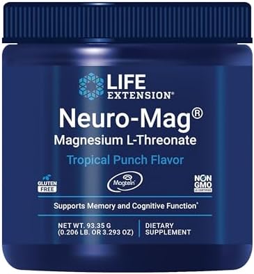 Life Extension Neuro-Mag Magnesium L-Threonate, Magnesium L-threonate, Memory Health, Quick Thinking, Cognitive Health Support, Vegetarian, Non-GMO, 90 Vegetarian Capsules