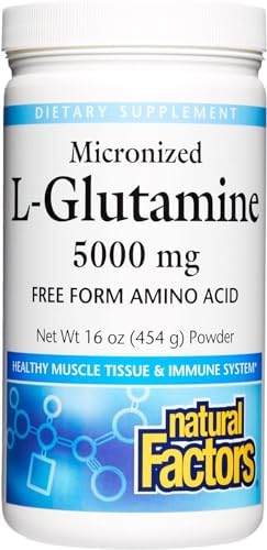 Natural Factors Micronized L-Glutamine Drink Mix 5000 mg, Supports Muscles and Immune Function, 16 Oz