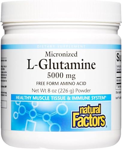 Natural Factors Micronized L-Glutamine Drink Mix 5000 mg, Supports Muscles and Immune Function, 16 Oz