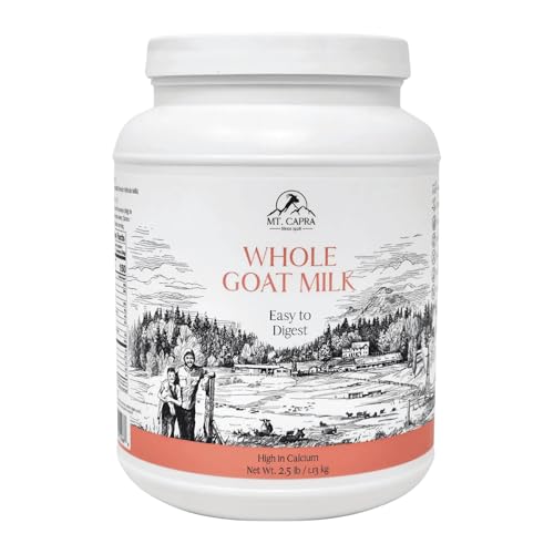 Mt. Capra Whole Goat Milk | Powder from Non-GMO, Grass-Fed Goats, Creamy, Great Tasting, Easy to Digest, A2 Milk | 40 Servings - 2.5 Pounds