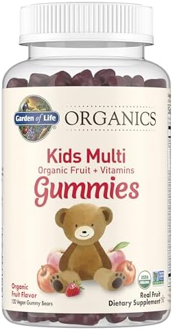 Garden of Life - mykind Organics Kids Gummy Vitamins - Fruit - Certified Organic, Non-GMO & Vegan Complete Children's Multi - B12, C & D3 - Gluten, Soy & Dairy Free - 120 Real Fruit Chew Gummies