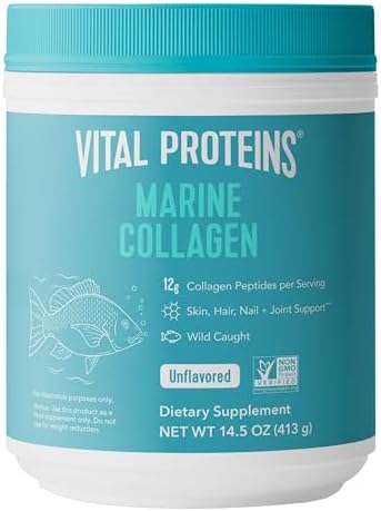 Vital Proteins Marine Collagen Peptides Powder Supplement for Skin Hair Nail Joint - Hydrolyzed Collagen - 12g per Serving - 7.8 oz Canister