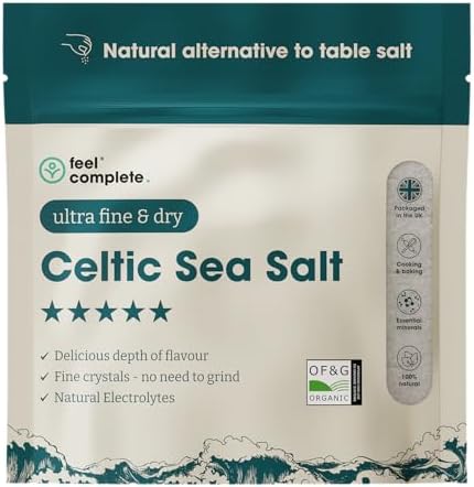Feel Complete | 800g Ultra Fine & Dry Celtic Sea Salt Powder | No Need To Grind | Organic Approved | Essential Minerals & Electrolytes | Natural Alternative to Table Salt | Lab Tested