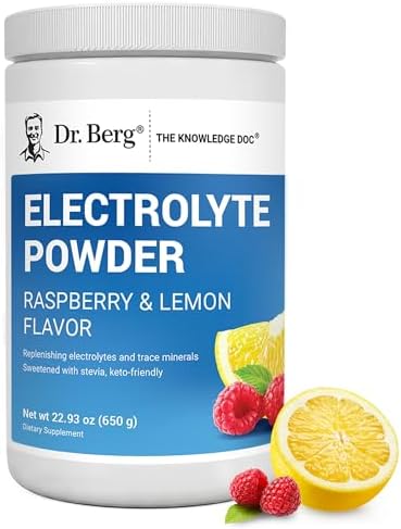 Dr. Berg Zero Sugar Hydration Keto Electrolyte Powder - Enhanced w/ 1000 mg of Potassium & Real Pink Himalayan Salt (NOT Table Salt) - Lemonade Flavor Hydration Drink Mix Supplement - 100 Servings