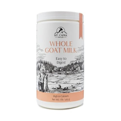 Mt. Capra Whole Goat Milk | Powder from Non-GMO, Grass-Fed Goats, Creamy, Great Tasting, Easy to Digest, A2 Milk | 40 Servings - 2.5 Pounds