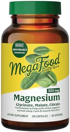 Megafood Magnesium 300 Mg - Highly Absorbable Blend of Magnesium Glycinate, Citrate & Malate to Help Support Heart, Nerve Health & Relaxation - 120 Capsules (60 Servings)
