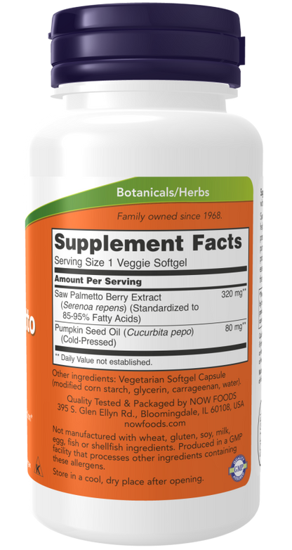 NOW Saw Palmetto Extract 320 mg Veggie Softgels