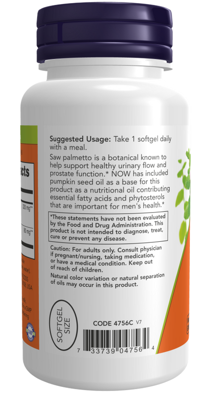 NOW Saw Palmetto Extract 320 mg Veggie Softgels