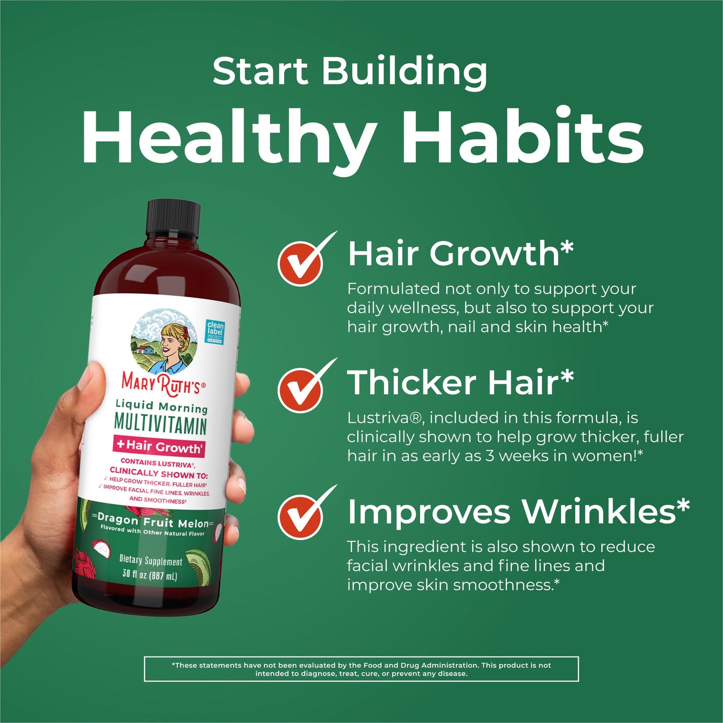 Liquid Morning Multivitamin + Hair Growth (Dragon Fruit Melon)_887ml