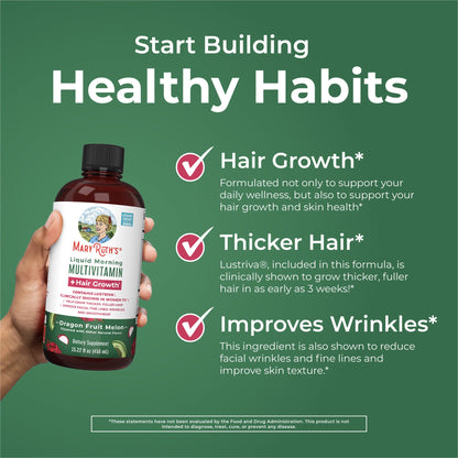 Liquid Morning Multivitamin + Hair Growth (Dragon Fruit Melon) 15.22oz