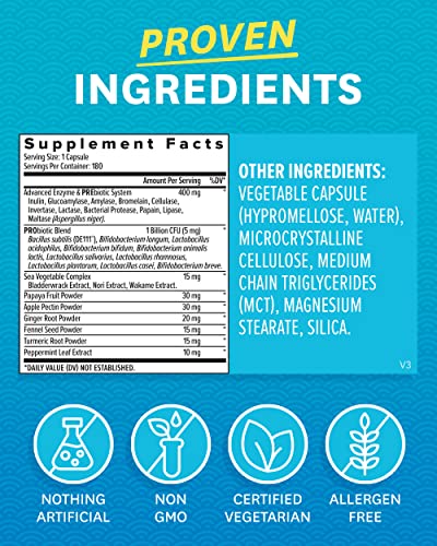 Zenwise Probiotic Digestive Multi Enzymes 180 Count