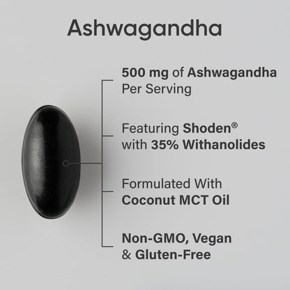 Sports Research® Ashwagandha Softgels with Coconut MCT Oil - Natural Ayurvedic Adaptogen Made with Shoden® Ashwa for Relaxation, Calm & Sleep Support - Gluten Free & Vegan Friendly - 120 Count